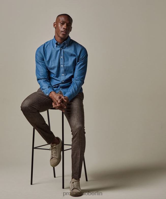 Kleidung de Profuomo Männer Denim-Button-Down-Hemd Blau BR442150