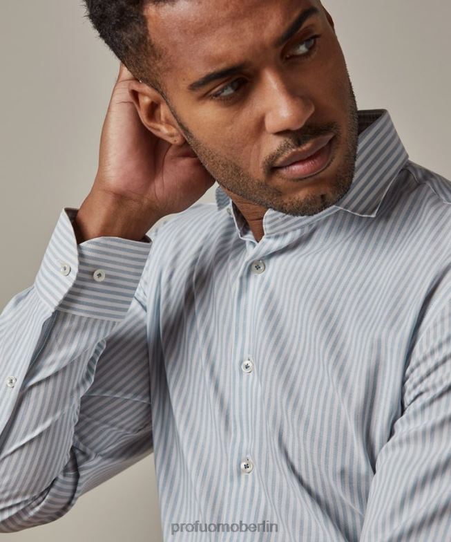 Kleidung de Profuomo Männer Dobby-Oxford-Hemd Blau BR44234