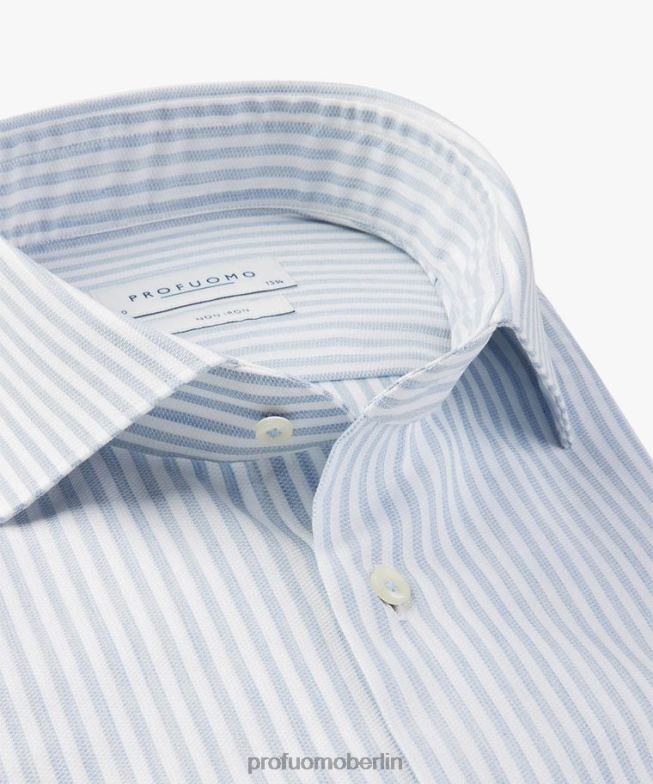 Kleidung de Profuomo Männer Dobby-Oxford-Hemd Blau BR44234