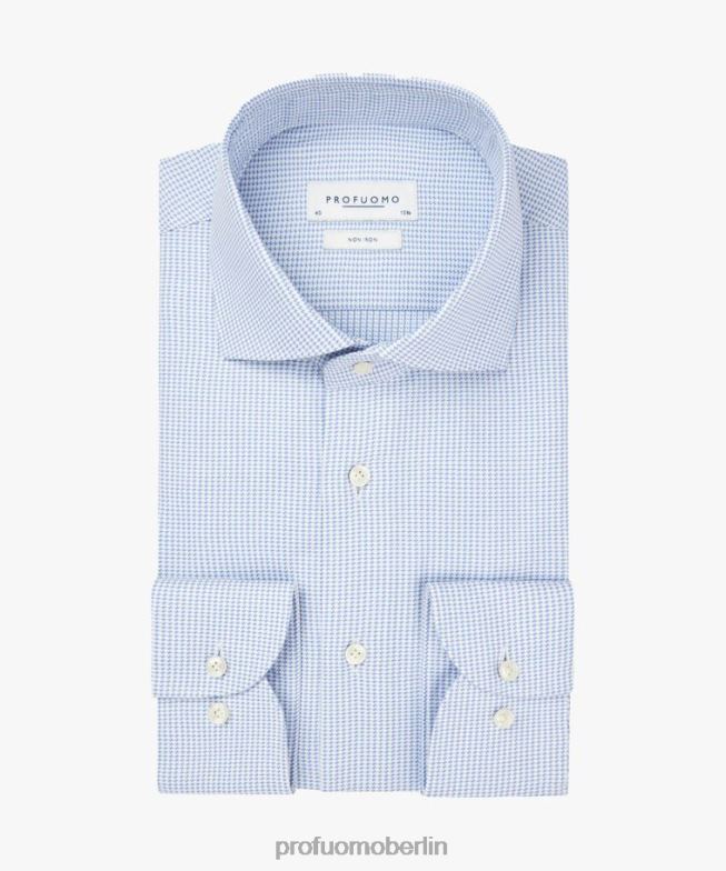 Kleidung de Profuomo Männer Dobby-Shirt Blau BR44248