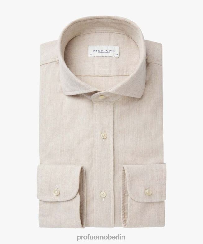 Kleidung de Profuomo Männer Flanellhemd Beige BR442148
