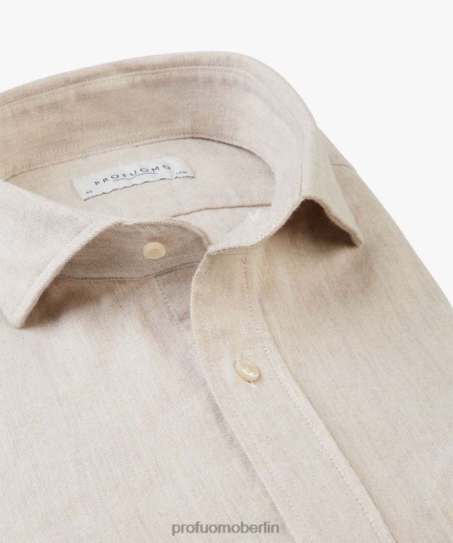 Kleidung de Profuomo Männer Flanellhemd Beige BR442148