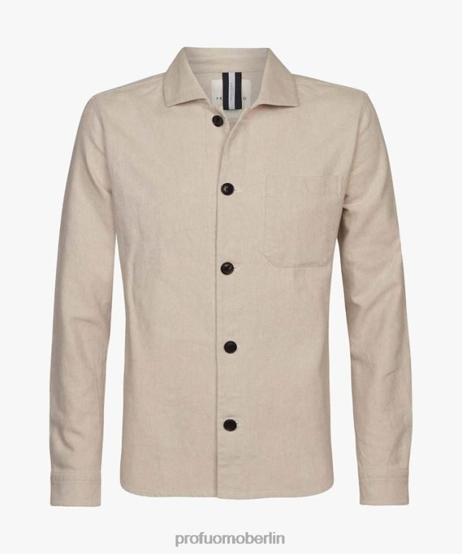 Kleidung de Profuomo Männer Hemd aus Leinen-Baumwolle Beige BR442387