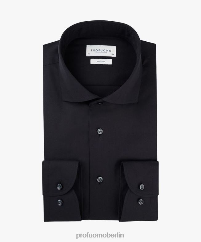 Kleidung de Profuomo Männer Hemd aus feinem Twill Schwarz BR442110