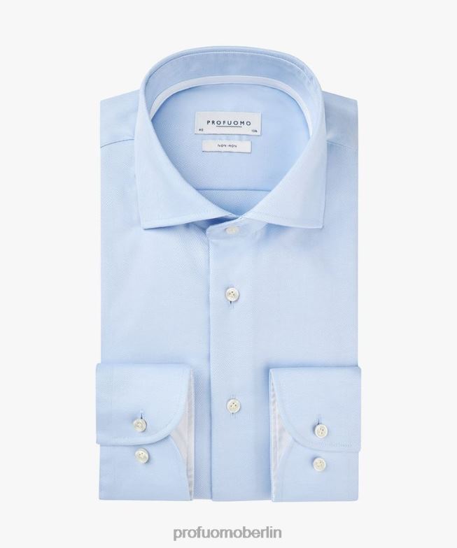 Kleidung de Profuomo Männer Hemd aus zweilagigem Twill Blau BR442104