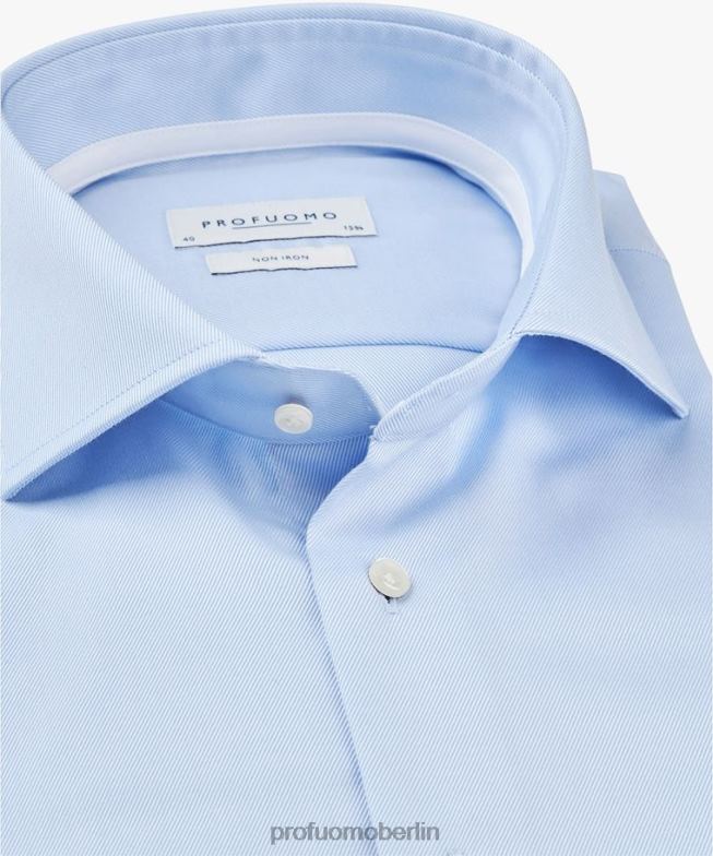 Kleidung de Profuomo Männer Hemd aus zweilagigem Twill Blau BR442104