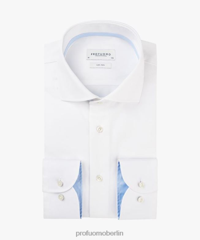 Kleidung de Profuomo Männer Hemd aus zweilagigem Twill Weiß BR442103