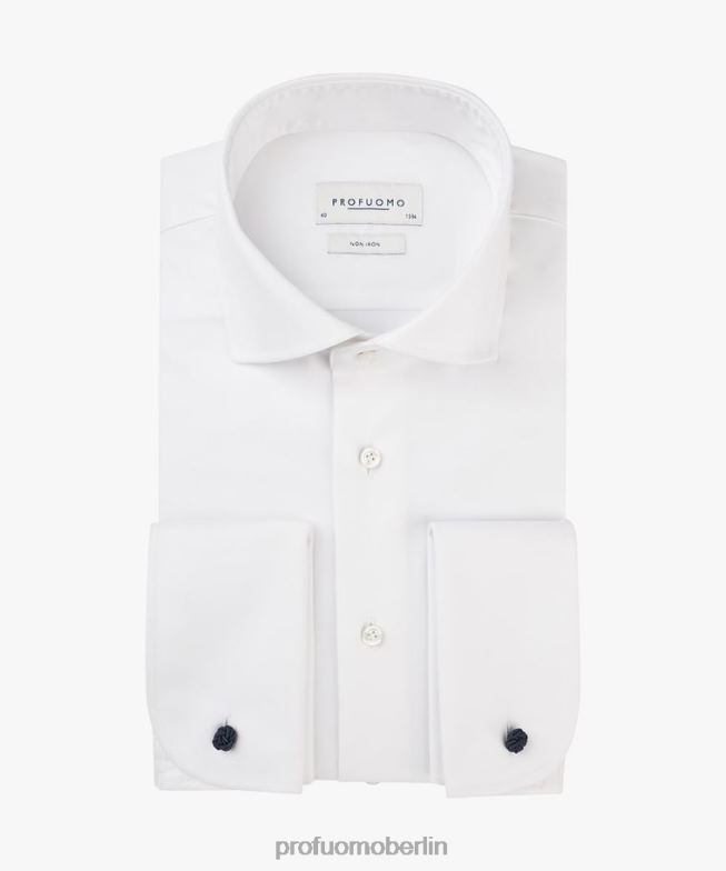 Kleidung de Profuomo Männer Hemd aus zweilagigem Twill Weiß BR442127