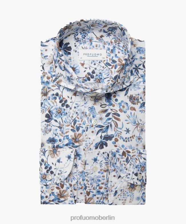 Kleidung de Profuomo Männer Hemd mit Blumendruck Blau BR44272
