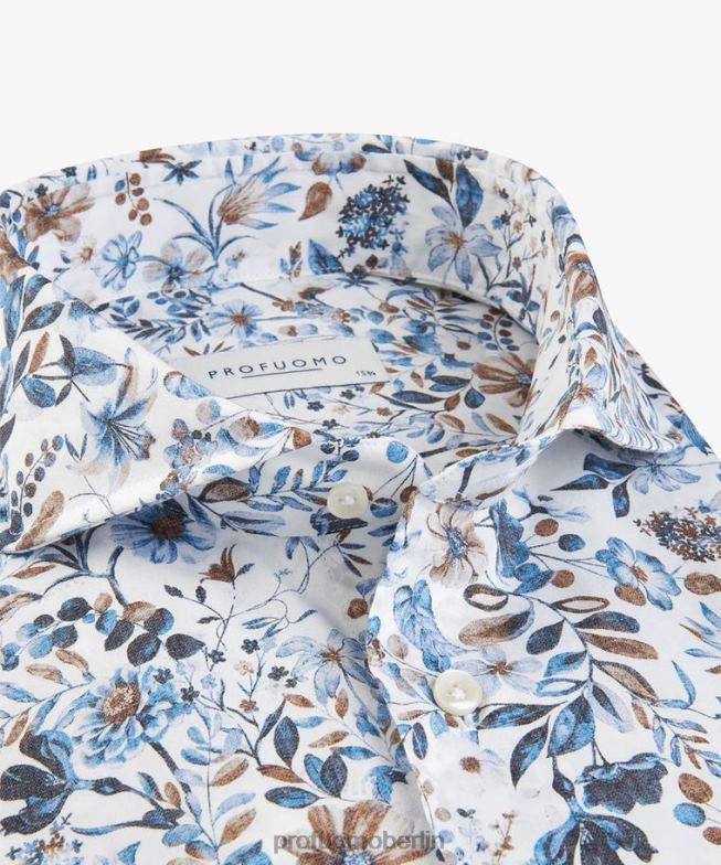 Kleidung de Profuomo Männer Hemd mit Blumendruck Blau BR44272