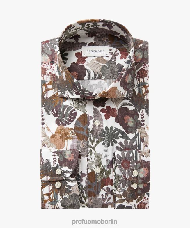 Kleidung de Profuomo Männer Hemd mit Blumendruck Weiß BR44276