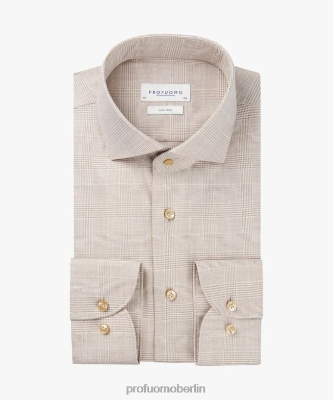 Kleidung de Profuomo Männer Karohemd Beige BR44250