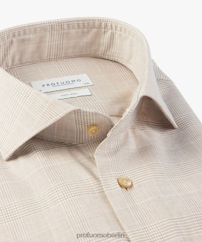 Kleidung de Profuomo Männer Karohemd Beige BR44250