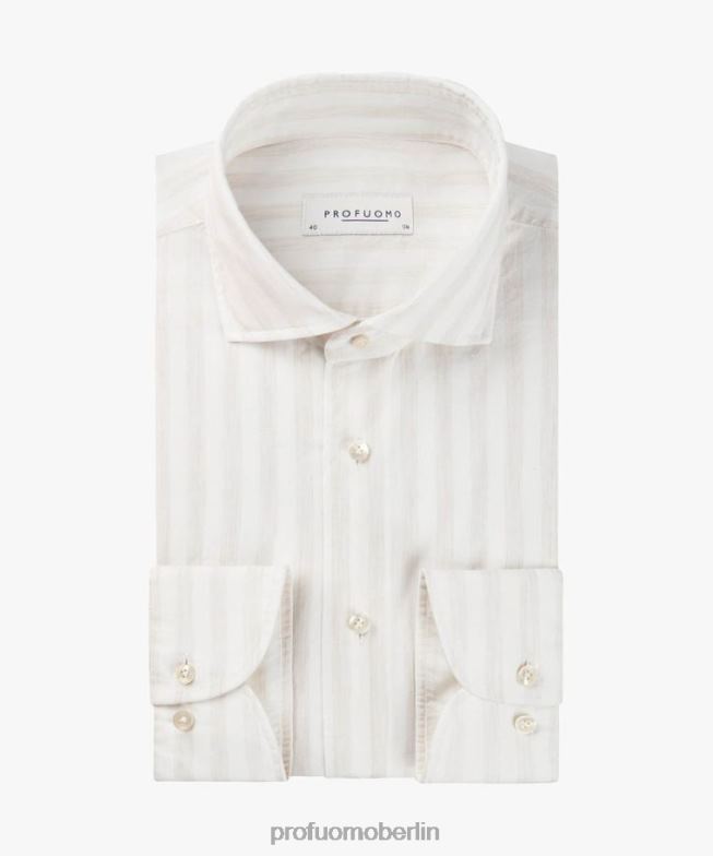 Kleidung de Profuomo Männer Melange-gestreiftes Hemd Beige BR44265