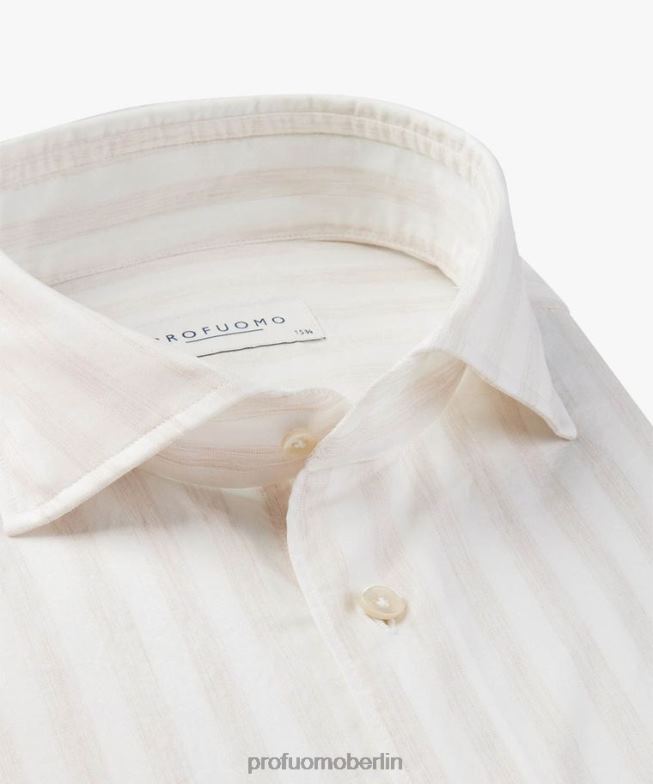 Kleidung de Profuomo Männer Melange-gestreiftes Hemd Beige BR44265