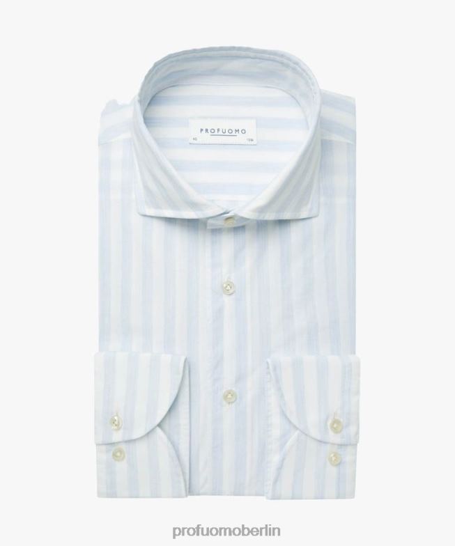 Kleidung de Profuomo Männer Melange-gestreiftes Hemd Blau BR44273