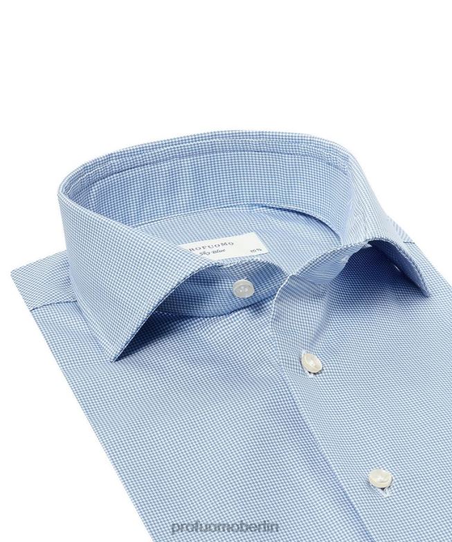 Kleidung de Profuomo Männer Pied-de-Poule-Twill-Hemd Blau BR44222