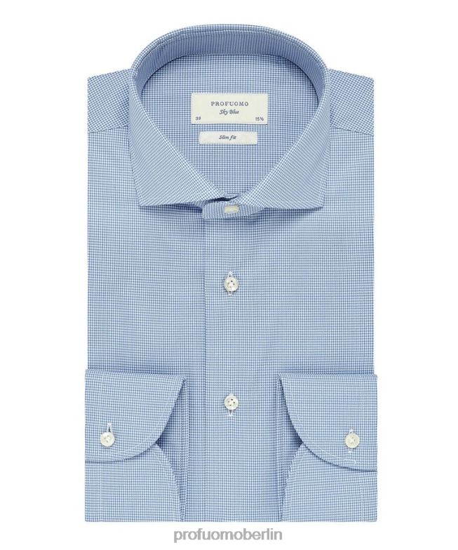 Kleidung de Profuomo Männer Pied-de-Poule-Twill-Hemd Blau BR44222