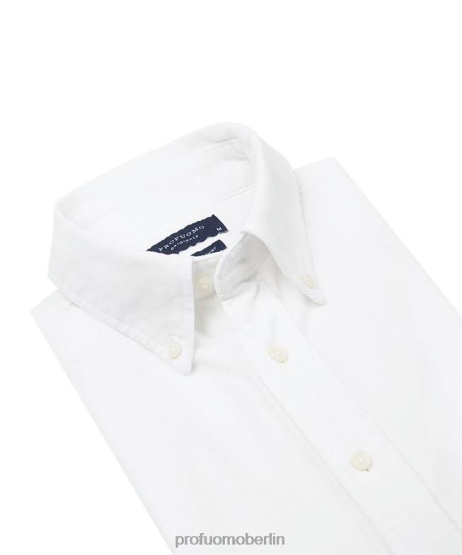 Kleidung de Profuomo Männer Stückgefärbtes Hemd Weiß BR44238