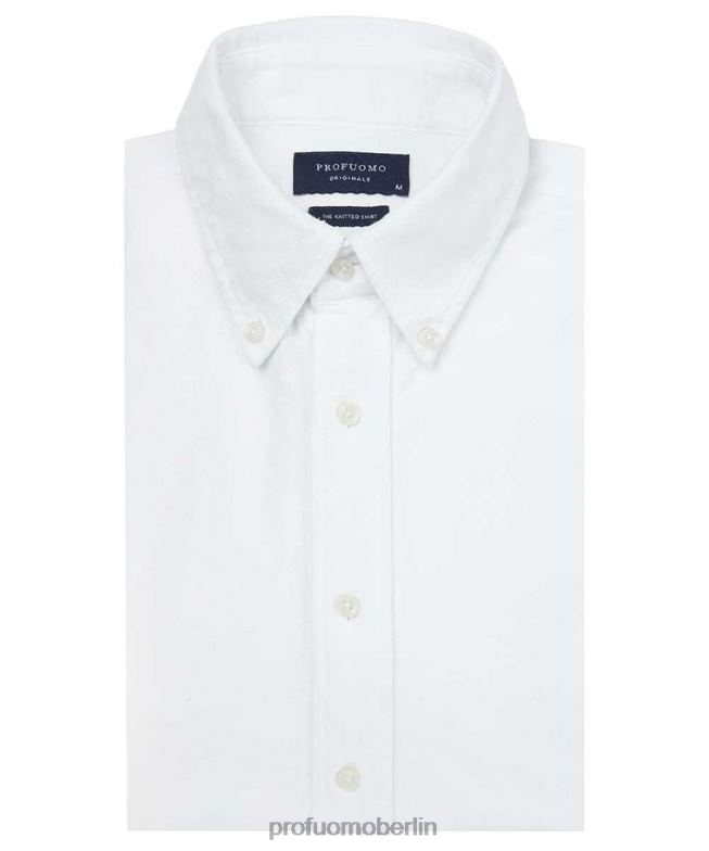 Kleidung de Profuomo Männer Stückgefärbtes Hemd Weiß BR44238