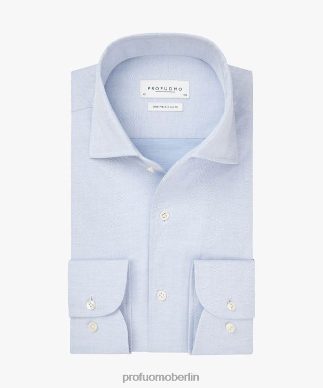 Kleidung de Profuomo Männer Strukturiertes einteiliges Hemd Blau BR44241