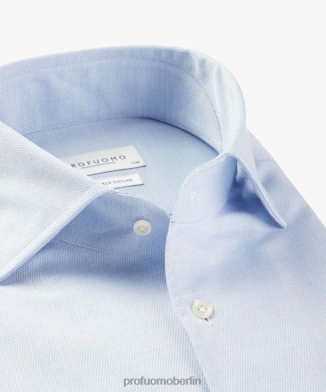 Kleidung de Profuomo Männer Strukturiertes einteiliges Hemd Blau BR44241