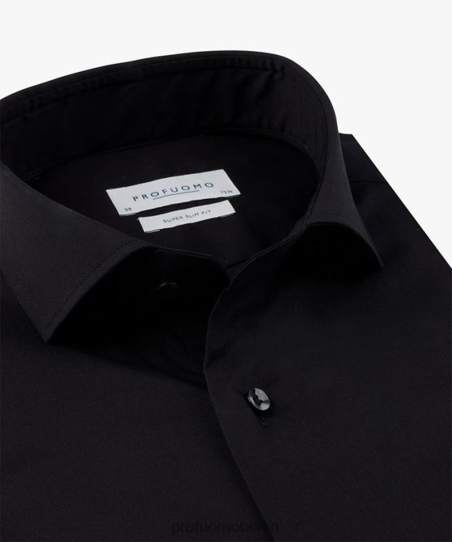 Kleidung de Profuomo Männer Super Slim Fit Stretch-Hemd Schwarz BR44295