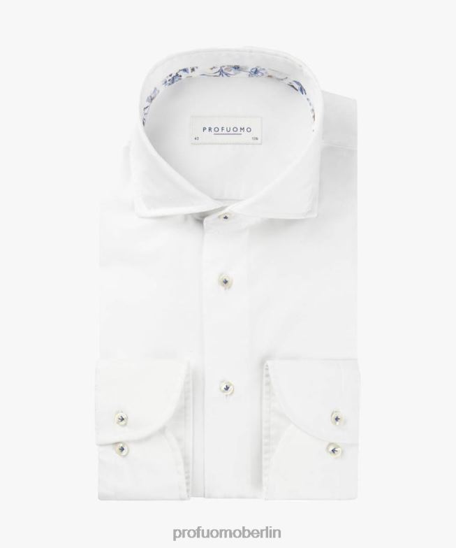 Kleidung de Profuomo Männer Twill-Hemd Weiß BR44235