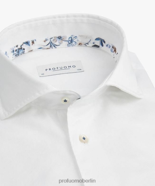 Kleidung de Profuomo Männer Twill-Hemd Weiß BR44235