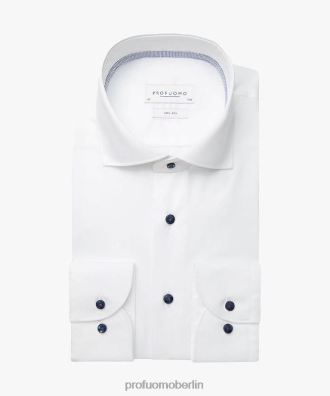 Kleidung de Profuomo Männer Twill-Hemd Weiß BR44249