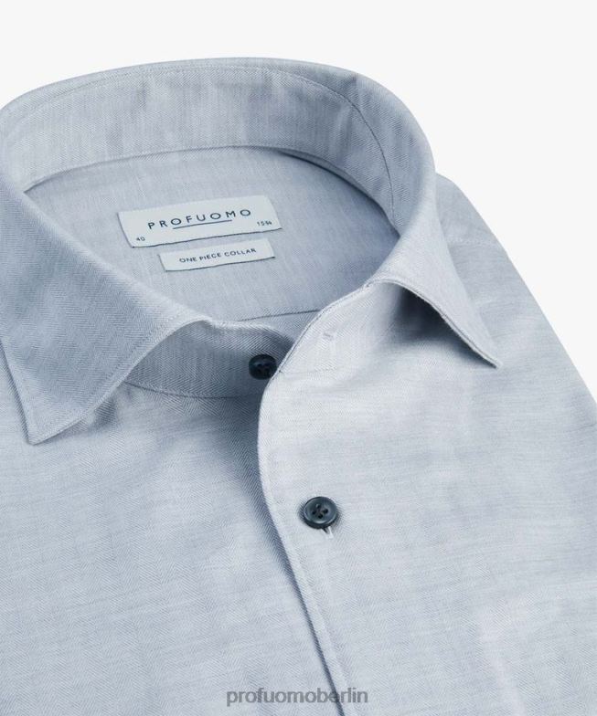 Kleidung de Profuomo Männer einteiliges Fischgrätenhemd grau BR442788