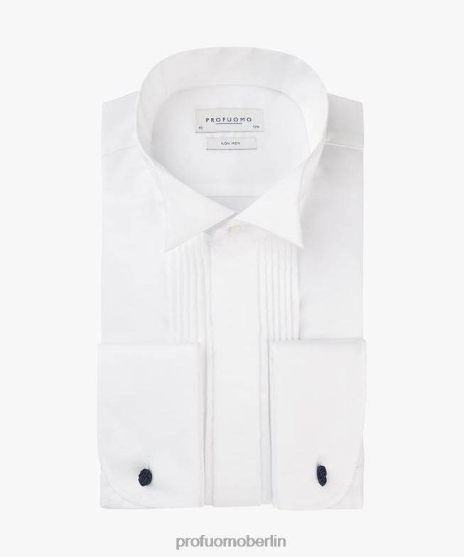 Kleidung de Profuomo Männer klassisches Wing-Smoking-Hemd Weiß BR44220