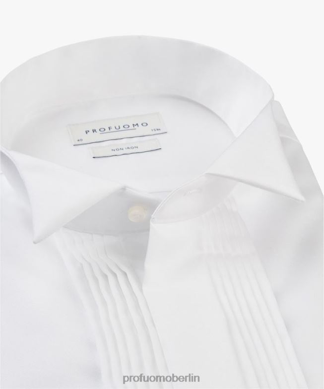 Kleidung de Profuomo Männer klassisches Wing-Smoking-Hemd Weiß BR44220
