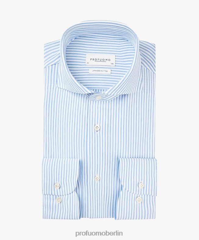 Kleidung de Profuomo Männer Gestreiftes japanisches Strickhemd weiß Blau BR442115