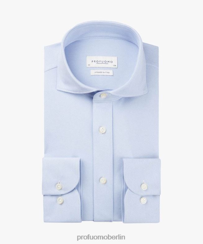 Kleidung de Profuomo Männer Japanisches Oxford-Strickhemd Blau BR4424
