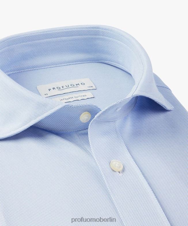Kleidung de Profuomo Männer Japanisches Oxford-Strickhemd Blau BR4424