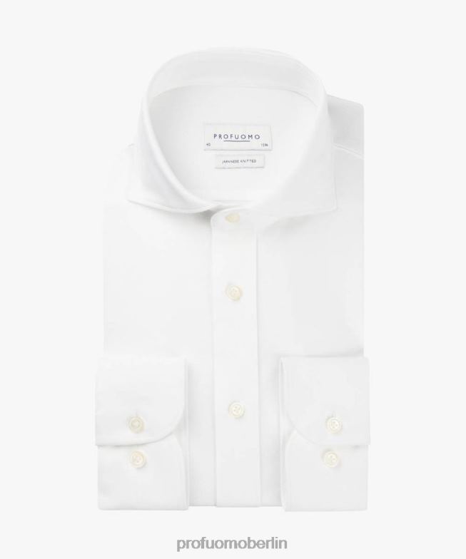 Kleidung de Profuomo Männer Japanisches Oxford-Strickhemd Weiß BR4426