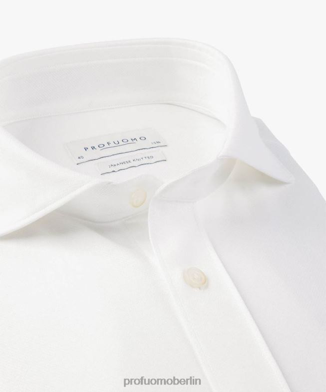 Kleidung de Profuomo Männer Japanisches Oxford-Strickhemd Weiß BR4426