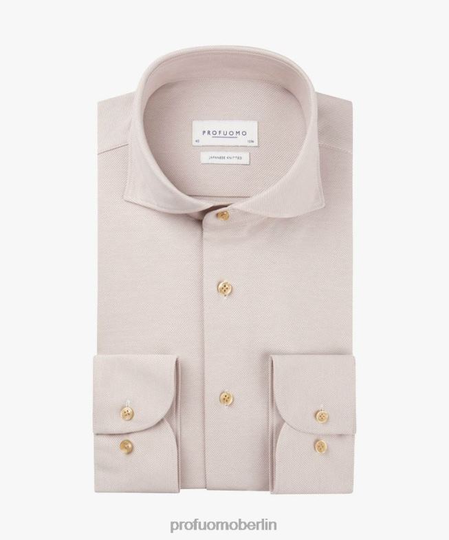 Kleidung de Profuomo Männer japanisches Strickhemd Beige BR4429