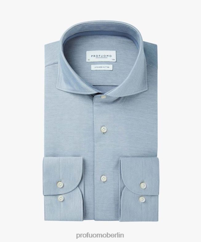 Kleidung de Profuomo Männer japanisches Strickhemd Blau BR442154