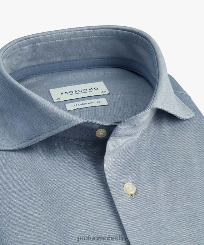 Kleidung de Profuomo Männer japanisches Strickhemd Blau BR442154