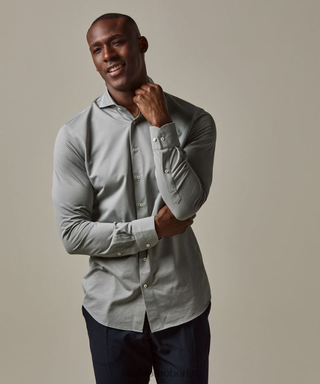 Kleidung de Profuomo Männer japanisches Strickhemd Grün BR442157