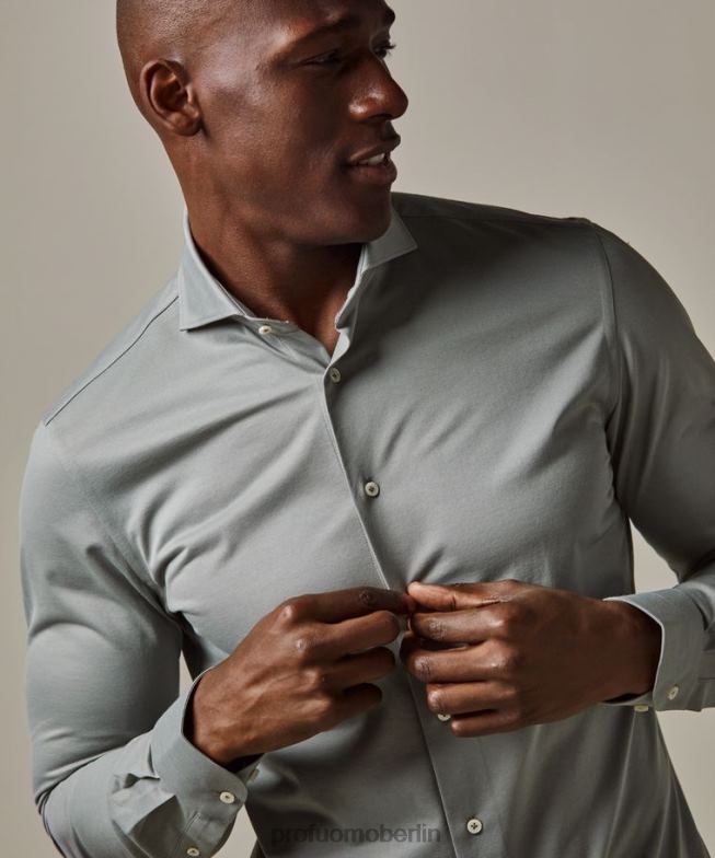 Kleidung de Profuomo Männer japanisches Strickhemd Grün BR442157