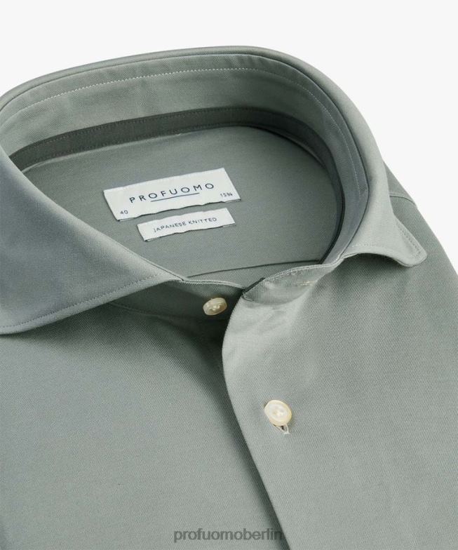 Kleidung de Profuomo Männer japanisches Strickhemd Grün BR442157