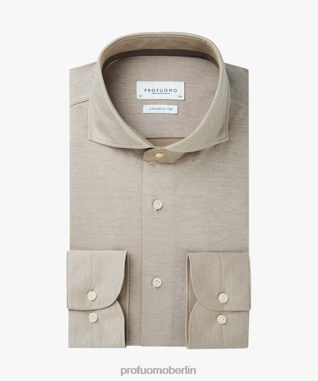 Kleidung de Profuomo Männer japanisches Strickhemd Kamel BR442155