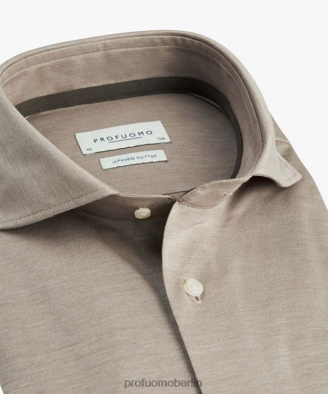 Kleidung de Profuomo Männer japanisches Strickhemd Kamel BR442155