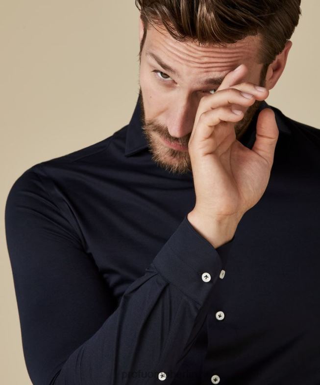 Kleidung de Profuomo Männer japanisches Strickhemd Marine BR44279