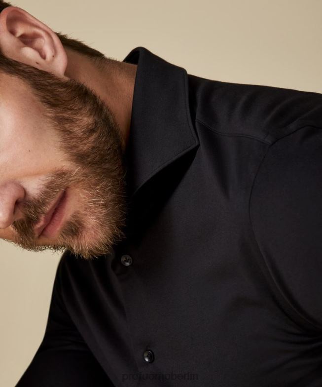 Kleidung de Profuomo Männer japanisches Strickhemd Schwarz BR442119