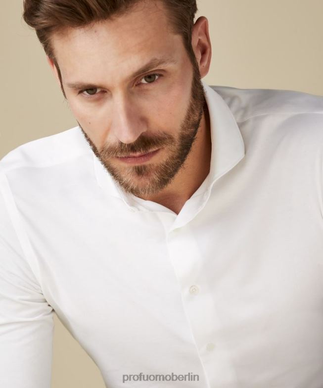 Kleidung de Profuomo Männer japanisches Strickhemd Weiß BR442114