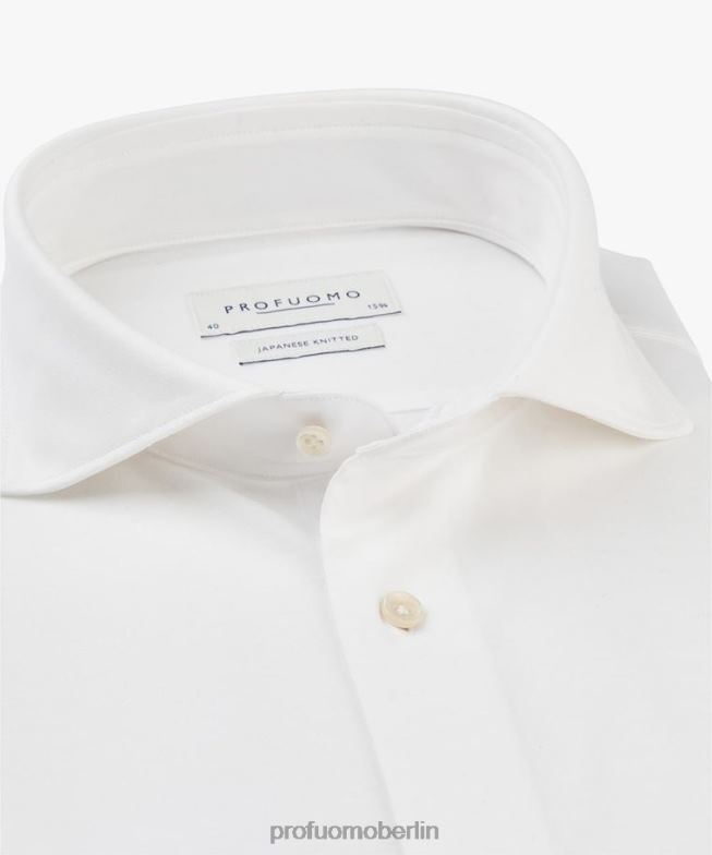 Kleidung de Profuomo Männer japanisches Strickhemd Weiß BR442114